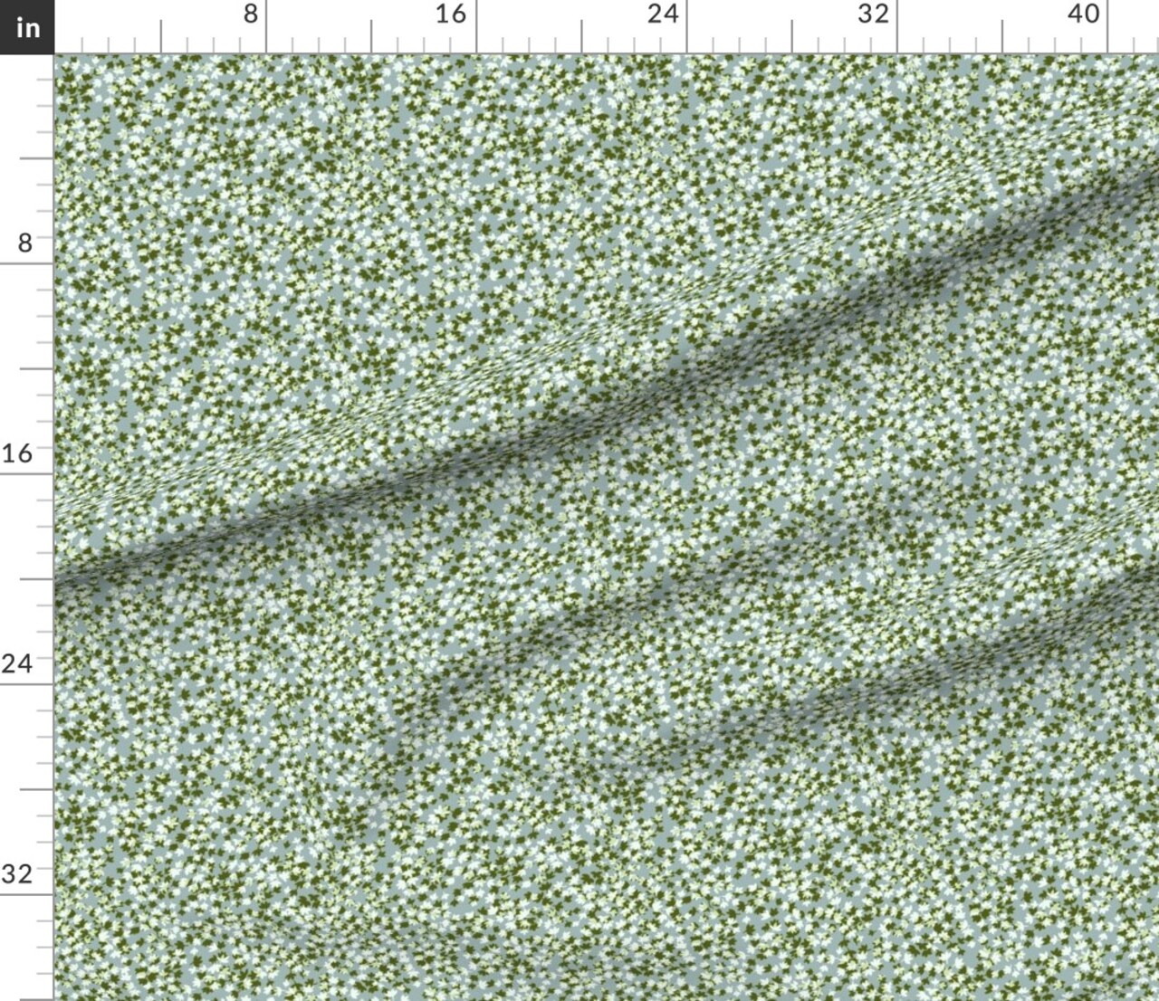 Botanical Blue Green Leaves Nature Abstract Ditsy Farmhouse Cottagecore Custom Printed Fabric by Spoonflower Various Fabrics by the Yard or Fat Quarter